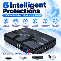 Cadangan Daya Mini UPS untuk Router WiFi ONU ONT CCTV 5V 9V 12V PoE Baterai 18650 yang Dapat Diganti 18W USB Ganda