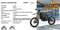 Nouvelle Moto Électrique Tout-Terrain Sur Ron Ultra Bee 24,5 kW 2026, 95 km/h, avec Batterie Longue Portée 74 V 60 Ah, Moto Électrique Abordable