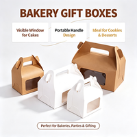 Boîte de boulangerie minimaliste en carton blanc avec fenêtre et poignée, emballage personnalisé pour desserts, biscuits, gâteaux, OEM ODM