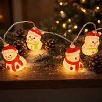 Guirlande lumineuse de Noël LED en forme de bonhomme de neige, lumière chaude, alimentée par piles, décoration de fête à suspendre pour la maison, cadeau de Noël