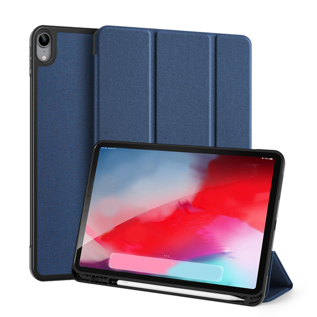 For iPad Air 4 10.9/ipad 11/12.9 2021  Laptop case  DUX DUCIS DOMO Tri-Fold Stand PU Leather+TPU  Tablet Case with Pen Holder