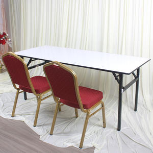 Foshan Luxury Hotel Use Rectangle Dining <strong>Table</strong> Modern Design Solid Wood Plywood Banquet <strong>Trestle</strong> with Metal Folding Legs <strong>for</strong> <strong>Sale</strong> - Product Image 1
