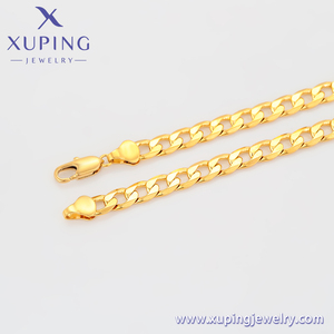 مجوهرات XUPING بالجملة من الصين، سلسلة عنق بسيطة وعصرية للجنسين مطلية بالذهب عيار 24 قيراط مصنوعة من النحاس الصديق للبيئة - Product Image 3