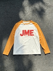 JME Oversized Fit Long Sleeve <b>Raglan</b> T-Shirt Men's White Orange Contrast Cotton Jersey Casual Street Style O-Neck <b>Top</b> - Product Image 1