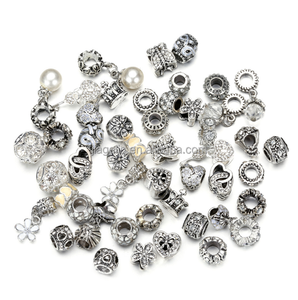 50 Piece Set Metal Charms Different Designs Per Bag <strong>Large</strong> Hole Alloy Glass <strong>Beads</strong> for <strong>Bracelet</strong> Making - Product Image 2