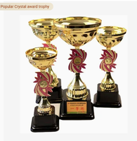 Prix cadeau de trophée d'argent de conception personnelle de Promotion directe d'usine, coupe de trophée de cristal de verre/imprimé en 3D/Football/Tennis/Cricket