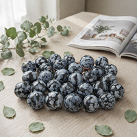 Prix de gros, haute qualité, sculptures en forme de boules de guérison en obsidienne flocon de neige naturelle pour la maison et les cadeaux