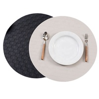 Vente en gros d'usine, sets de table en cuir PU tissé brun de luxe, imperméables, double face, vintage, pour table à manger
