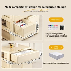 Cajón de Almacenamiento Apilable Minimalista <span class=keywords><strong>para</strong></span> Escritorio, Organizador de Oficina Modular de Plástico y Caja de Cosméticos <span class=keywords><strong>para</strong></span> Dormitorio Estudiantil - Product Image 3