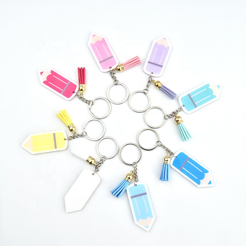 Оптовая продажа, персонализированный прозрачный подарок учителю, пластиковый акриловый карандаш, кисточка, брелок, прозрачный