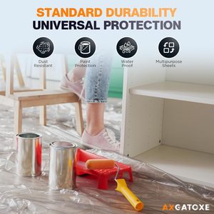 Bâche en plastique Axgatze 9 pieds x 12 pieds, lot de 6, imperméable, pour la peinture, la protection des meubles et des canapés - Product Image 2