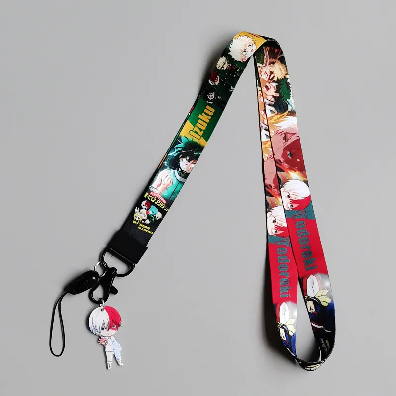 Atacado Popular Anime My Hero Academia Jujutsu Kaisen DBZ Sun Wukong One Piece Attack On Titan Poliéster Lanyard com Pingentes