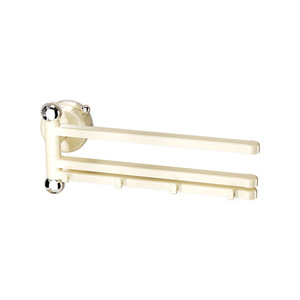 Multifunctional Push Pull Towel Rack 3 Bars Creamy White Self Adhesive Kitchen Storage - Product Image 5