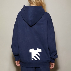 JL627B Wholesale <strong>Women's</strong> Oversized Pullover <strong>Hoodie</strong> Cotton Polyester Fleece 3D Embroidery <strong>Navy</strong> Blue Hoodies for <strong>Women</strong> - Product Image 4