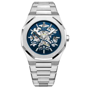 Custom Logo Mechanical watch for man nice Wristwatch Silicone Strap Skeleton Fashion Watches