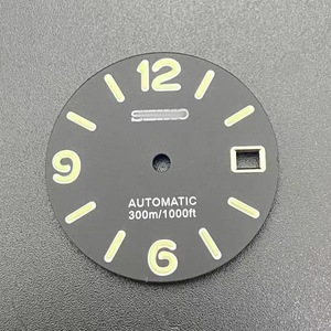 Nuevas piezas para modificar relojes, esfera de calendario simple con efecto rayos de sol o cepillada, 28.5MM, verde luminoso, para movimiento NH35 - Product Image 2