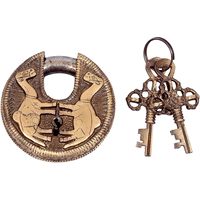 PARIJAT Artisanat Serrures de porte en laiton entièrement fonctionnelles Cadenas de sécurité magnifiquement gravé chameau avec 2 clés Serrure de vélo