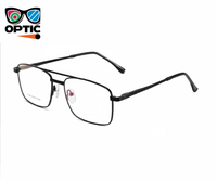 Montures de lunettes optiques rétro durables pour hommes, à double pont, avec branches métalliques, pour affaires, vente en gros