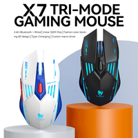 Mouse Gaming Nirkabel High DPI T-WOLF X7 dengan Bluetooth + 2.4G, Pengisian Daya Ujian Mock Ketiga, dan Lampu LED