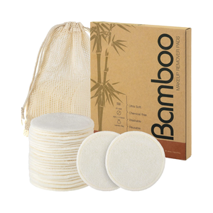 Khăn tẩy trang bông hữu cơ tre tái sử dụng in logo tùy chỉnh, thân thiện với môi trường, túi đựng mỹ phẩm, đồ vệ sinh mặt, miễn phí - Product Image 1