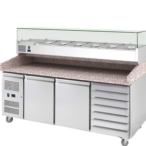 Équipement de réfrigération commercial OEM à 2 portes, table de préparation pour salades et pizzas, table de préparation pour sandwichs, plateau amovible, <span class=keywords><strong>réfrigérateur</strong></span> à pizzas - Product Image 2