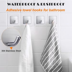 Stainless Steel Self-Adhesive Wall Hook for Bathroom Towel <b>Hanger</b> Kitchen Storage <b>Key</b> Holder Durable Metal Material Clothing Use - Product Image 4