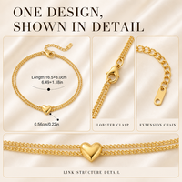 Bracelets Trebdy en acier inoxydable plaqué or 18 carats avec zircon pour femmes, étanches, hypoallergéniques, anti-ternissement, polis, bijoux à breloques variées