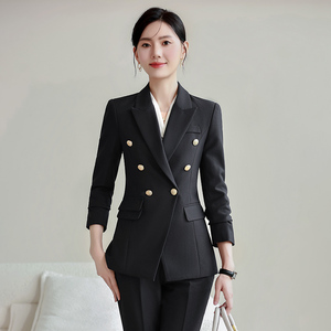 Mme Vêtements de travail professionnels Printemps Automne Costume à col en V pour les fonctionnaires Costume d'entretien pour senior Formel pour le lieu de travail - Product Image 6