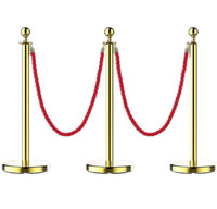 Barrière de file d'attente en acier inoxydable avec poteaux à corde rétractable et corde rouge, pour décoration de mariage
