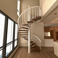 Escalier en colimaçon intérieur élégant, design en acier sans cadre, escalier en verre, petit escalier en spirale 2026