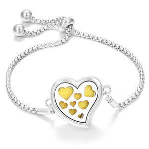Bracelet diffuseur d'huiles essentielles en alliage de zinc plaqué argent en forme de cœur, anti-moustiques, anti-stress - Product Image 2