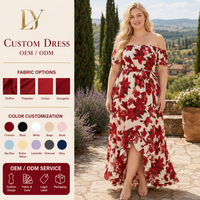 Robe décontractée asymétrique à épaules dénudées à motif floral personnalisée en gros