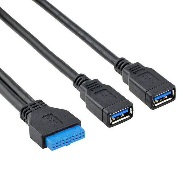 Wholesale Dual USB 3.0 a Female to 20 Pin Header Motherboard Cable Internal Connection Usb3.0 to 20pin/19pin