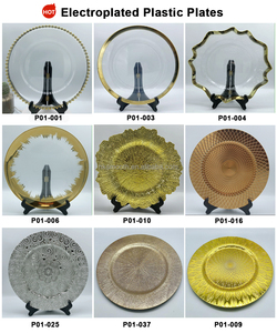 จานรองแก้วทรงกลมขนาด 13 นิ้ว สีเงิน ประดับเพชร สำหรับงานแต่งงาน งานเลี้ยง จานตกแต่ง - Product Image 5