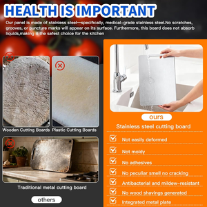 Nuevo Tabla de Cortar de Acero Inoxidable 304 Ecológica, Duradera y Antideslizante, de 2.0 cm de Grosor, Forma Cuadrada, Apta para Lavavajillas - Product Image 5