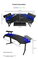 Bureau d'ordinateur de jeu en métal en forme de L en gros, grand design moderne pour salon/bureau