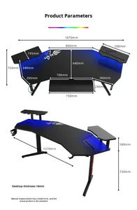 Escritorio de Computadora para Juegos en Forma de L de Metal al por Mayor, Diseño Moderno Grande para Sala de Estar/Oficina - Product Image 2