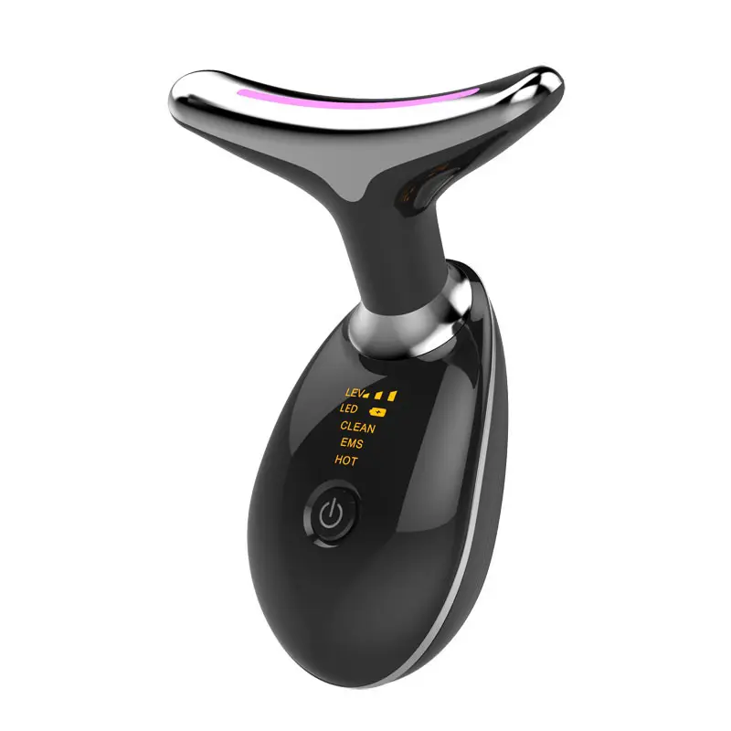 Dispositif de beauté du visage du cou Anti-rides Anti-âge Réduire les poches Dispositif facial 3 Modes Cou Sonic Vibration Ems Neck Lift Device