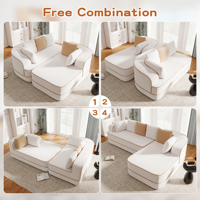 Maßgefertigtes Stoffsofa ohne Montage, 32D Knochenloses Sofa, Kontrastfarben-Design, Flauschige Bequeme Couch mit L-förmiger Chaiselongue, für Wohnzimmer