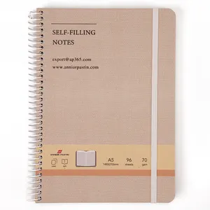 Round Corner Sugarcane Paper Fly Pages Single Spiral A5 Notebook Custom Logo Lined Journal Recycle Paper With Elastic Closure