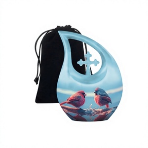 Urna Funeraria Grande para Cenizas Humanas con Forma de Lágrima de Pájaro Cardenal, Hermosa y en Oferta, con Bolsa de Terciopelo Gratis - Product Image 1