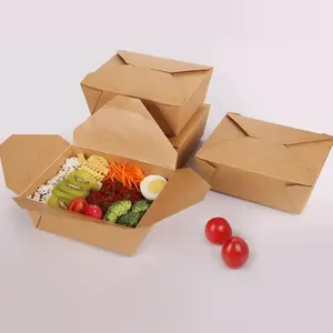 Caixa do pacote de papel kraft food grade recipiente biodegradável para salada de frutas e sushi hot