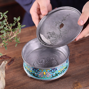 Chinese Cloisonne Teapot Holder Enamel Floral Design Small <b>Tea</b> <b>Tray</b> For Dry Brewing <b>Tea</b> Set Accessories Dehua Origin - Product Image 3