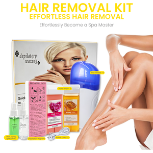Kit Chauffe-<span class=keywords><strong>Cire</strong></span> Roll-on Tout-en-un avec 2 Cartouches de <span class=keywords><strong>Cire</strong></span> 100g, Spray Avant et Après Épilation, Ensemble d'Épilation pour Salon - Product Image 2