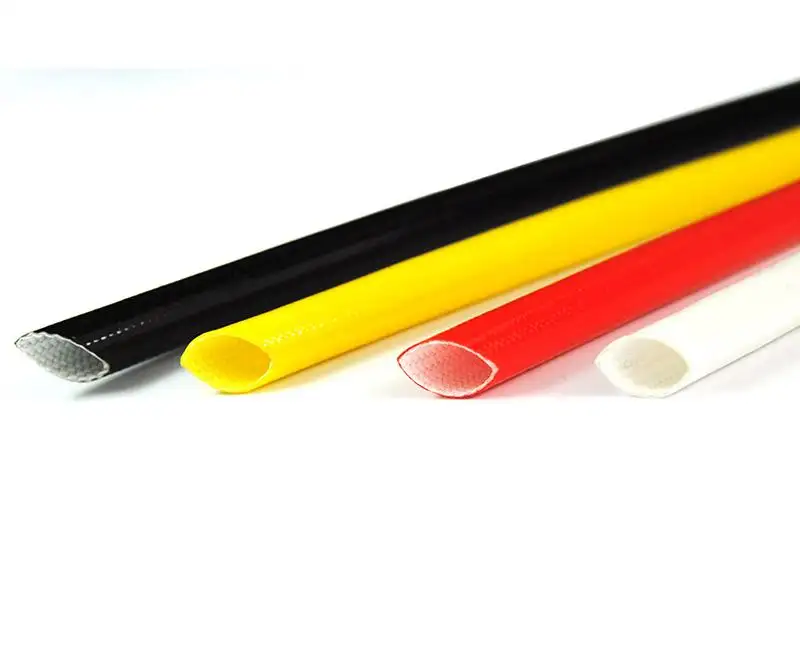 Tubo de manga de silicone revestido, 1mm-16mm, 200 graus, borracha de silicone revestido, fibra de vidro (interior de silicone exterior e fibra de vidro)