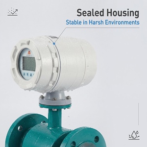 스테인리스 스틸 구조의 액체 및 오일 유량 측정용 일체형 전자기 유량계 플랜지 타입 센서 - Product Image 3