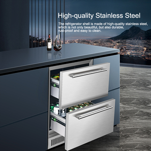 Vanace 145L Mini réfrigérateur à double tiroir en acier inoxydable Refroidisseur de boissons avec porte en verre Intérieur Extérieur Utilisation Congélateur Refroidissement - Product Image 4