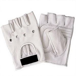 SAIBRO Genuine Leather Half-Finger Gym <b>Gloves</b> for <b>Weight</b> Lifting Unisex Fitness <b>Gloves</b> with Palm Padding - Product Image 4