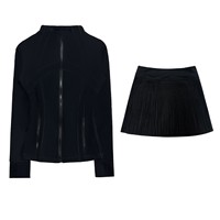 Bestseller transfrontalier : Ensemble deux pièces uni avec veste de yoga ajustée à col mandarin, infroissable et à séchage rapide