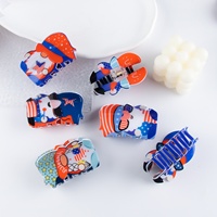 Pince à cheveux requin personnalisable avec logo, série de personnages de dessins animés Fête de l'Indépendance, accessoire pour chignon femme